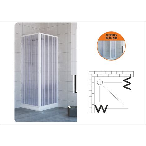 Box doccia in PVC angolare con apertura a soffietto 80 x 80 modello Delfino (1/6)