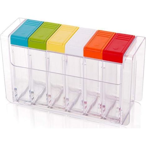 6-teiliges Gewürzstreuer Set aus Kunststoff mit Tablett (1/5)