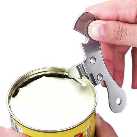 Ouvre-boîte manuel, ouvre-boîte de camping en acier inoxydable, ouvre-bouteille portable (deux pièces)