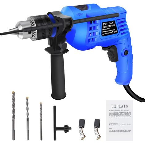 Perceuse à Percussion Filaire 850W,Marteau et Perceuse 2 en 1,Perceuse à Percussion électrique,avec 3 forets pour le béton,2 Brosse de carbone,1 jauge de profondeur/mandrin sans clé (1/5)