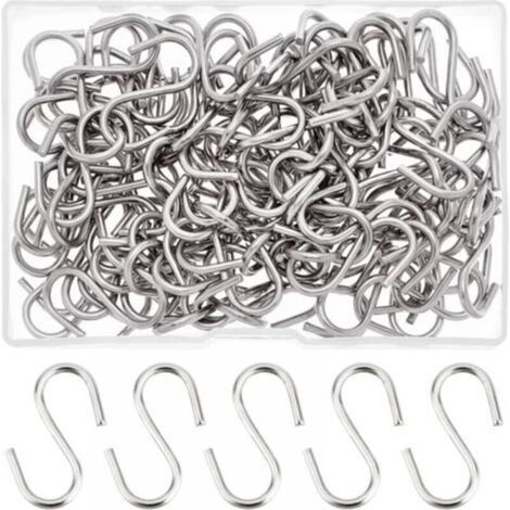 S-Haken, 304 Edelstahl, kleine S-Haken, Metall-S-Haken, Aufhängehaken für kleine Gegenstände, Schlüssel, Schmuck, leichte Taschen, 100 Stück, 29 x 2 mm (1/5)