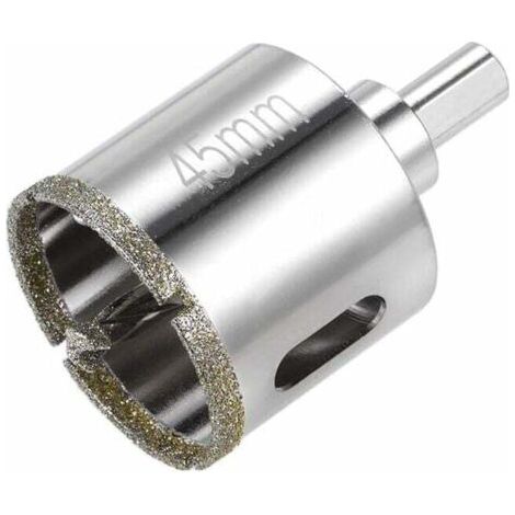Broca de diamante para sierra de corona de vidrio con broca piloto central para vidrio y baldosas de cerámica de 45 mm (1/5)