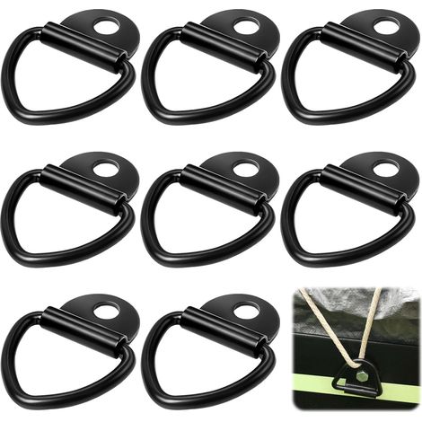 8 anillas de amarre - Anillas de amarre con anilla en V - Anclajes de amarre con anilla en D - Gancho de anclaje con anilla en V para remolques, camiones, coches, barcos y kayaks - Negro, Capacidad de (1/5)