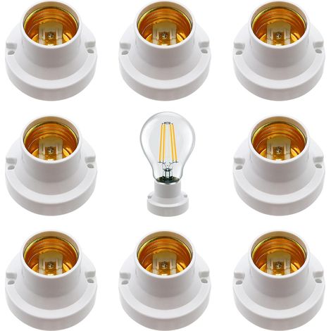 Lot de 8 Adaptateurs de Douille E27 Support de Douille à Vis Raccord Douille Murale à Visser Compatible Ampoule LED Halogène et Incandescent (1/5)