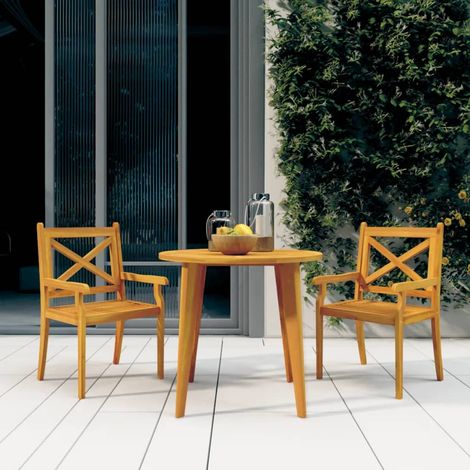 Chaises à manger d'extérieur lot de 2-Chaise de jardin Bois d'acacia massif 607838 (1/5)