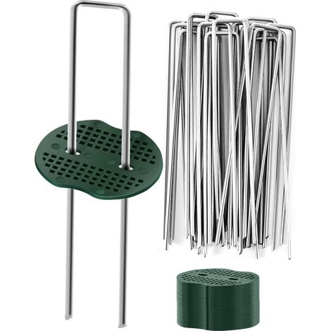 15 cm lange verzinkte Gartennägel (200er-Packung), 11-Gauge-Gartennägel, U-förmige Zeltnägel (200er-Packung), Rasenrollennägel, Rasenpflöcke zur Befestigung von Unkrautvlies, Bodenschutznetzen und Zäu