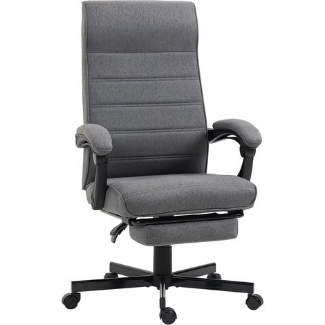 Fauteuil de bureau inclinable, accoudoirs à hauteur réglable et repose-pieds rétractable 68x67x106-114 cm gris (1/5)