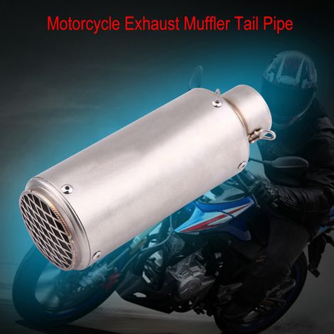 Silencieux d'échappement universel moto métal argenté embout tuyau queue (1/5)