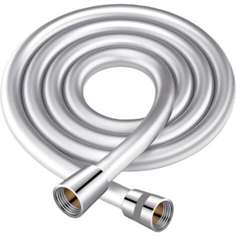 HJYMY Flexible de Douche 1.2m,Tuyau de Douche avec Protection Anti-Torsion,PVC Tuyau Douche avec Raccords en Laiton,Flexible et Résistant aux Pliures,pour Robinetterie de Salle de Bains,Argenté (1/5)