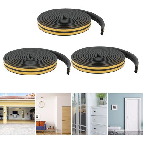 3 jeux d'outils de calfeutrage pour joints d'étanchéité de 963000 mm pour fenêtres et portes et bandes auto-adhésives inférieures (noires) (1/5)