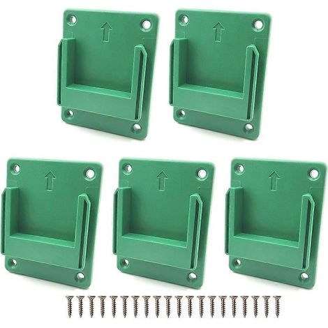 Lot de 5 supports muraux de rangement pour outils électriques 18V/36V (vert) (1/4)