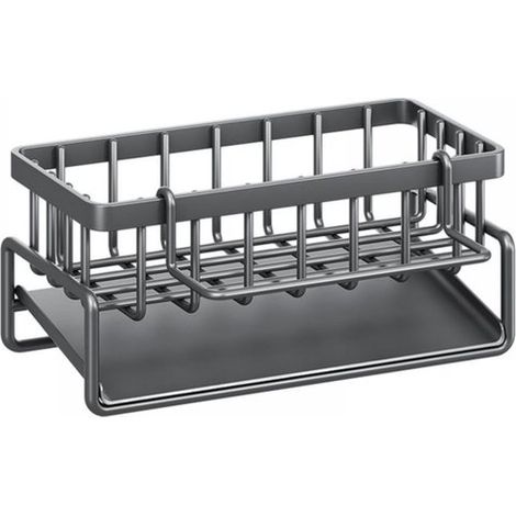 Organizador de fregadero -Escurridor de esponjas para fregadero -Escurridor de paños de cocina y esponjas -Apto para encimeras y cocinas -Gris (1/5)