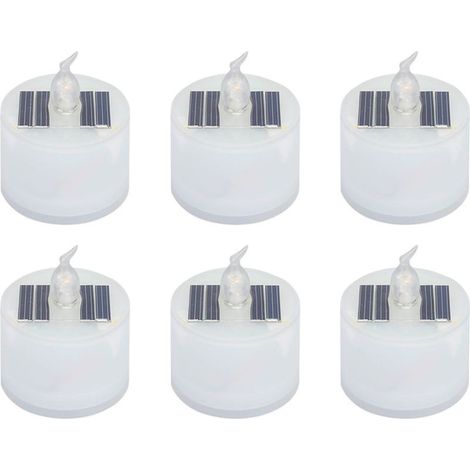 Bougies chauffe-plat solaires d'extérieur, étanches, rechargeables, capteur de lumière intégré, lanterne, décoration de jardin, Camping, maison, 6 pièces (1/5)