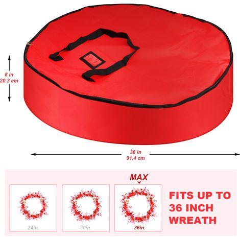 Sac de rangement pour couronne de Noël 91x20cm, avec poignée, imperméable et anti-poussière, organisateur de couronne de Noël (1/5)