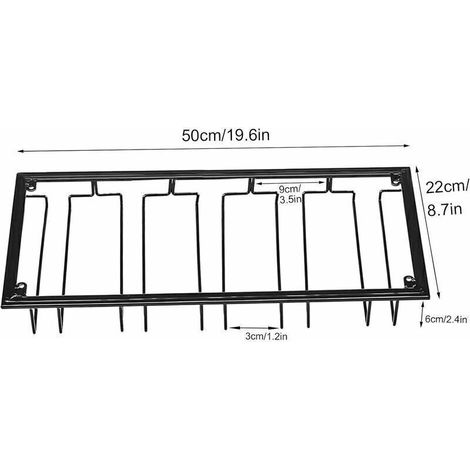Porte-Verres Suspendu - Support de Verre à Vin avec 5 Rails pour 10-15 Verres. 50 x 22.5 x 5.5 cm. Avec Vis. Utilisé Dans le Bar. Armoire à Vin. Cuisine (5 Rails) (1/3)