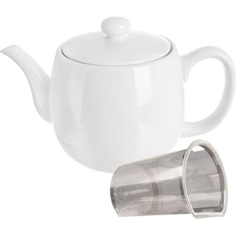 Tetera Mona de porcelana blanca con infusor de 700 ml. (1/2)