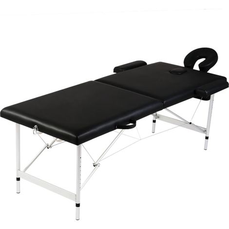 FIMEI Table pliable de massage Noir 2 zones avec cadre en aluminium (1/5)