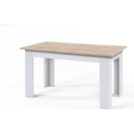 Mesa Fija de Comedor o Cocina Mira 138cm, Blanco y Cambria