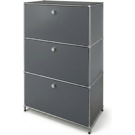Metallschrank Concept Epure MK-129 Sideboard mit 3 verschließbaren Fächern Grau (1/3)