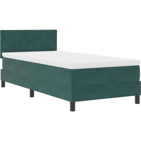 Maison Exclusive - Cama Box Spring LED Verde oscuro 90 x 200 cm T (1/5)