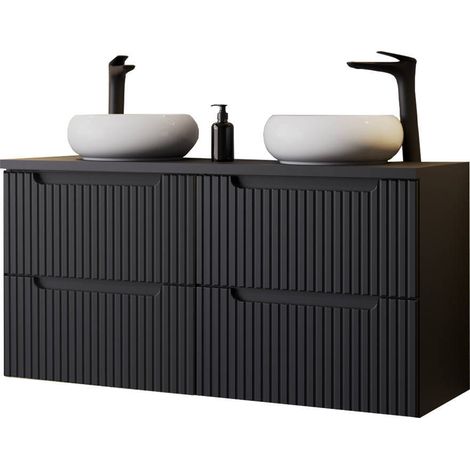 Meuble double vasque Newport 121 x 72 x 40 cm noir [en.casa]