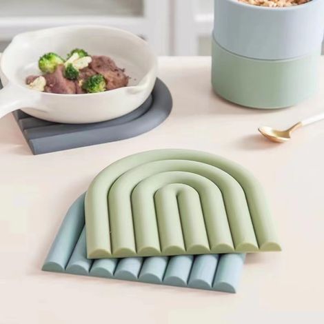 Lot de 4 dessous de plat en silicone, 15x15 cm, vert (1/5)
