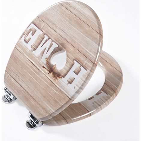Lunette de WC MDF à fermeture douce - Siège de toilette ovale universel avec charnières réglables, 43 x 37 x 5 cm (1/4)