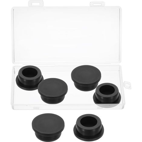 6 Pcs Rubber Stoppers for 30-31 mm Black Hole Soft and Flexible Silicone Stoppers, T-Shaped Hole Plug with Box (1/5)