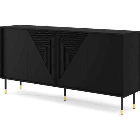 Commode de rangement Meuble universel WODUN 180x40x88cm Noir mat (1/5)