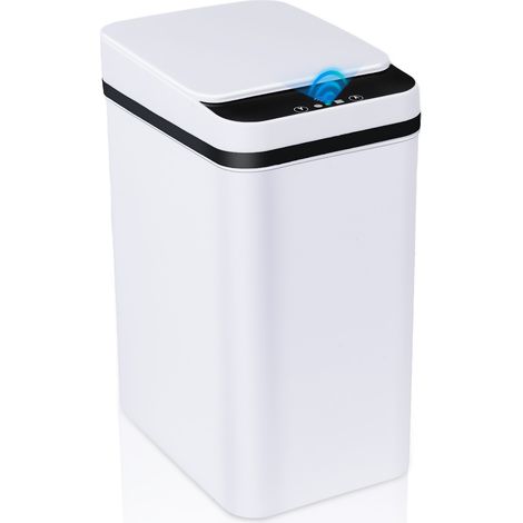 Poubelle automatique 12 L avec capteur intelligent, ouverture sans contact par geste, ABS haute qualité, blanc (1/5)