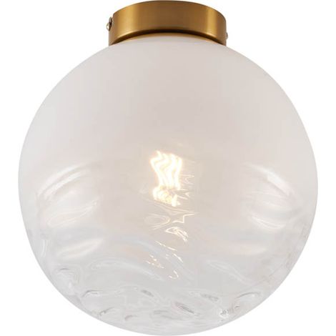 QAZQA Diseño Lámpara de techo de diseño en latón con cristal blanco degradado - Pillon Vidrio /Metálica /Plástico Esfera Adecuado para LED Max. 1 x 15 Watt