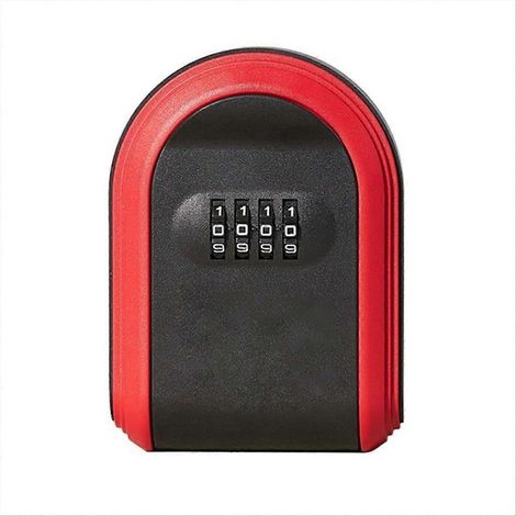 Coffre-fort à clés étanche à combinaison 4 chiffres, noir et rouge (1/5)