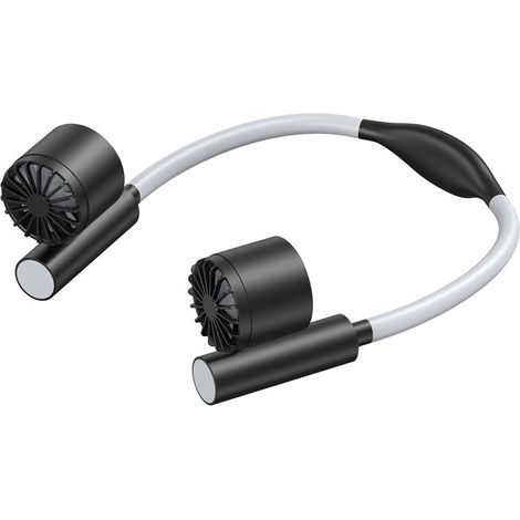 Ventilateur de cou sans pales rechargeable – 3 vitesses – 2000 mAh – 4-10 heures – 25 dB – Bras orientables – 230 g – Pour extérieur, bureau, sport -Noir (1/4)