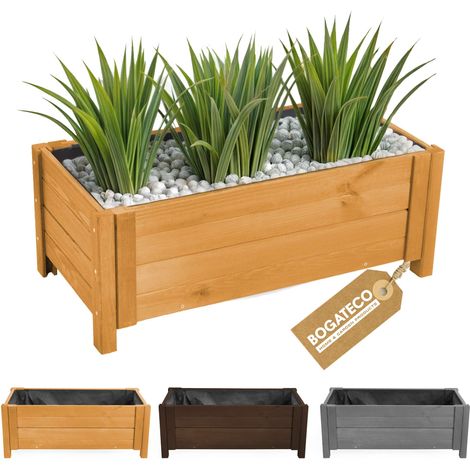 Jardinière Haute Bois Bogateco 80x38x30 cm Géotextile Brun Clair (1/5)