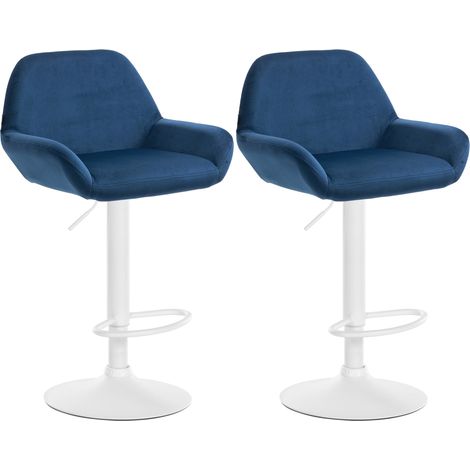 2er Set Barhocker Braga Samt blau Metall matt weiss