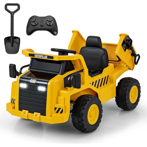 Costway – Camion électrique Caterpillar 12V pour enfant – Pelle à sable et benne basculante – Télécommande et pédale – Vitesse 3-4 km/h – Charge 30 kg (1/5)