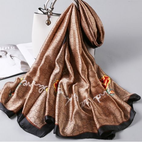 Foulard en mousseline, foulard femme, imprimé floral, 180 x 90 cm, foulard tendance
