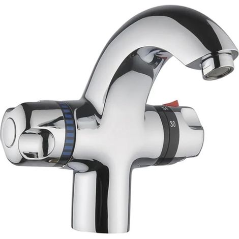 Robinet de lavabo, G1/2, cuivre, eau chaude/froide, pour vasque (1/5)