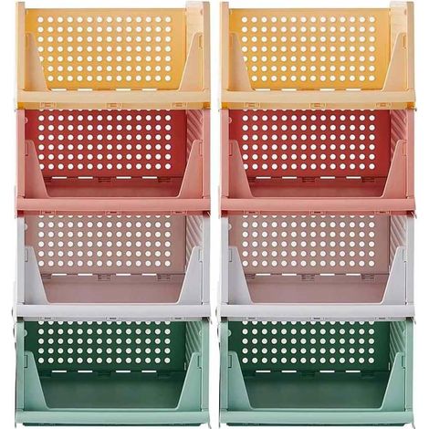 8 pcs Organisateur Armoire Vetement Boite Rangement Vetement Plastique Pliable et Empilable Organisateur Tiroir Coulissant pour Vetements, Pantalons, Dressing, Penderies (1/5)