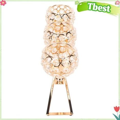 Tbest Bougeoir en cristal Bougeoirs en Cristal, Chandelier en Cristal à 3 Têtes, -vent, Base Large et Stable, luminaire table (1/5)