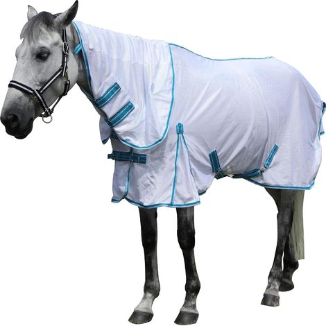 Couverture Anti-Mouches pour Chevaux, Mailles Larges Blanc 140 cm (1/5)