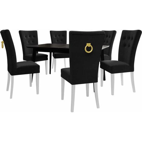 Conjunto de mesas y sillas para comedor Racine 144, Blanco + Magic Velvet 2219, 76x80x140cm, Diámetro: 0, Número de asientos: 6, Estilo: Modernoclásico (1/5)