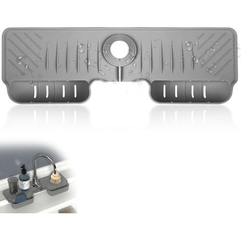 Tapis de bonde de robinet - gris clair - tapis d'évier en silicone (1/5)