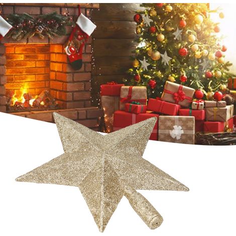 Étoile de Cime d'Arbre Dorée Brillante Légère Mini Sapin de Noël pour Maison Boutique