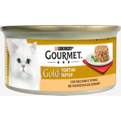Purina Cat Gourmet Gold Tortini con Tacchino e Spinaci - Purina Cat Gourmet Gold Tortini con Tacchino e Spinaci - Lattina Da 85 Gr