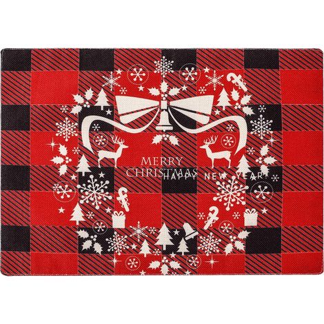 Placemat - Plaid Imprimé Noël - Antidérapant - Pour Décoration Intérieure Extérieure - Lot de 4 (1/5)