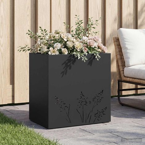Cache-pot de jardin Noir 50 x 30 x 49 cm Acier laminé à froid (1/5)
