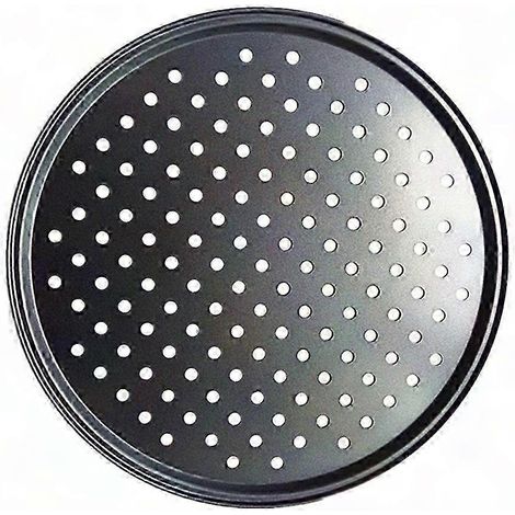 Moule à pizza en acier carbone antiadhésif noir 32 cm - Plat de cuisson et cuisson perforé, 9/10/11/12 pouces, outil de pâtisserie et de cuisson (1/5)