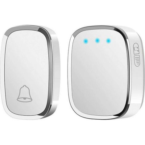 Wireless Doorbell with 1 Receiver, Waterproof Door Bell, Wall Plug-in Cordless Chime, 300m/1000ft Range, 36 Melodies to Choose, 4 Level Volume, White (1/5)