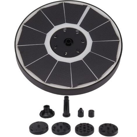 Fontaine Solaire Lumineuse 8 Embouts 3,5W 900mAh Couleurs Puissante pour Baignoire Oiseaux Jardin Embouts Noirs (1/5)